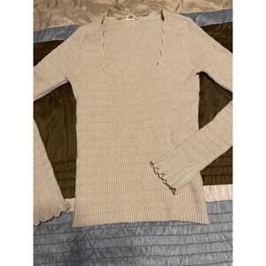 Hem & Thread oatmeal colored knit sweater Size Small (S)